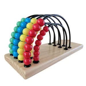 Customized Good Quality Rainbow Color Wooden Abacus Beads Counting Game Math Educational Toys