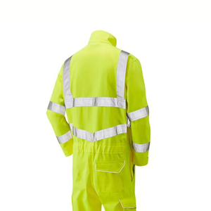 High Visibility Reflective Work <b>Overalls</b> Yellow Safety Coverall with Multiple Pockets for Industrial Use - Product Image 4
