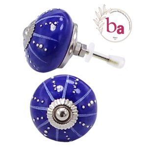 Boutons en céramique floraux bleus matériel en Nickel pour commode de cuisine chambre salle de bain salon Villa hôtel utilisation extérieure de l'entrepôt - Product Image 1