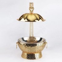 Chauffe-plat TCA TCACD50 en laiton doré martelé avec couvercle suspendu, chauffage à la vapeur, contrôle manuel de la température 50-70°C, pour la restauration et les hôtels