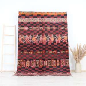 พรมโมร็อกโกแท้ ทำมือจากขนสัตว์ ลายเบอร์เบอร์แบบดั้งเดิม สไตล์วินเทจและโมเดิร์น สำหรับตกแต่งบ้าน - Product Image 1