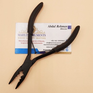 Alicates de pelo negro de acero inoxidable con mango de agarre herramienta de extensiones de abrazadera para estilistas - Product Image 5