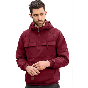 Sudadera con Capucha Personalizada de Invierno para Hombre, Estilo Casual, Táctica, 100% Algodón, Transpirable, con Cierre de Cremallera de un Cuarto, para Entrenamiento, Gimnasio, Moda, Uso en Exteriores - Product Image 2