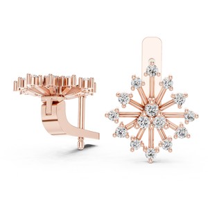 Round Moissanite Floral Starburst <b>Stud</b> Earrings 925 <b>Sterling</b> <b>Silver</b> Collet Set 30-Stone - Product Image 4