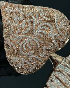 Pendentif en forme de cœur de haute qualité, orné de strass, style hip-hop, pas cher, glacé, pour couple amoureux - Product Image 4