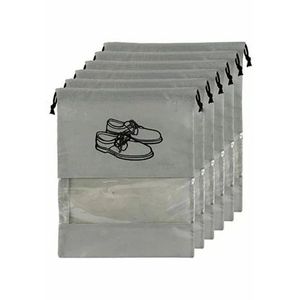Housse de chaussures réutilisable en coton gris personnalisable avec fermeture à nouer, sac à chaussures durable pour le shopping, sac anti-poussière écologique pour chaussures - Product Image 1