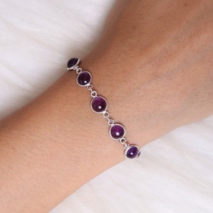Bracelet de Tennis en Pierres Précieuses Améthyste Style Boho pour Femme Fait à la Main Bijoux en Argent Sterling 925 Cadeau Tendance - Product Image 2