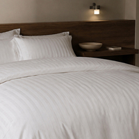Ensemble de literie de luxe en jacquard 100% coton, 4 pièces, rayures blanches, housse de couette, drap, taie d'oreiller, pour hôtel et maison