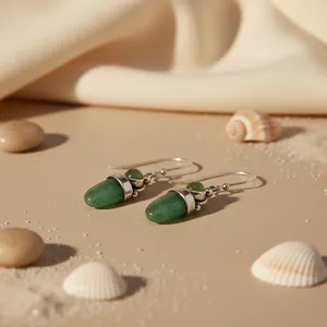 Pendientes de Plata de Ley 925 con Piedra Verde para Mujer, Joyería de Moda, Regalo - Product Image 1