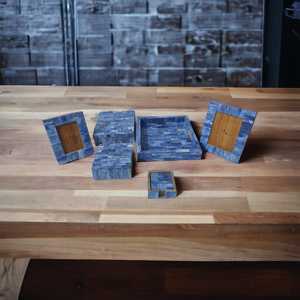 Cadre Photo de table en bois de manguier classique boîte émaillée bleue décoration de la maison en gros Style artistique cadeaux de vacances de noël artisanat - Product Image 3