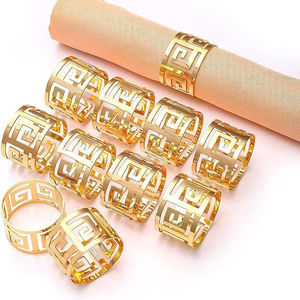 ห่วงรัดผ้าเช็ดปากออกแบบด้วยเลเซอร์โลหะทรงกลมสีทองน้ำหนักเบาออกแบบได้ตามต้องการ - Product Image 1