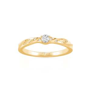 Bague de promesse torsadée gravée Jeulia Gold Vine avec zircon rond pour femme, anniversaire - Product Image 3