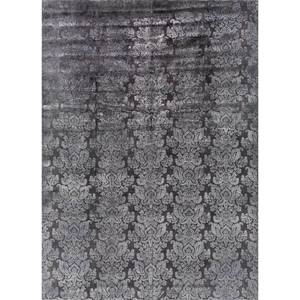 Tapis Azalea en laine et soie noué à la main, motif floral et abstrait, Pae-6139, rectangulaire, pour chambre et couloir, modèle de tapis de chambre, gris et noir - Product Image 1