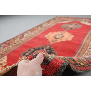 Grand tapis turc 4,9x9,8 pi (150x298 cm), tapis vintage rouge patchwork - Product Image 5