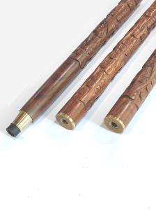 Bastón de madera, mango de latón, uso para hombres y mujeres, tres pliegues en color marrón, artículo de regalo con mango, diseño de flores, tallado a mano - Product Image 4