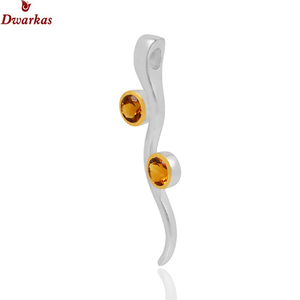 Clásico 925 plata esterlina dos tonos citrino piedra preciosa colgante fiesta regalo joyería chapado en oro joyería hombres mujeres - Product Image 2