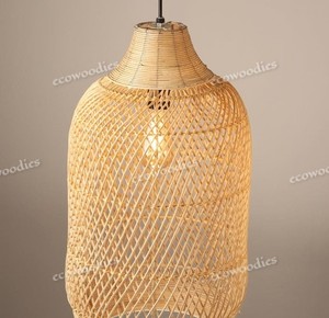 Luminaire design en bambou pour la maison Lampe Steampunk vintage en corde de chanvre Lustres de ferme Luminaire suspendu créatif en rotin - Product Image 3