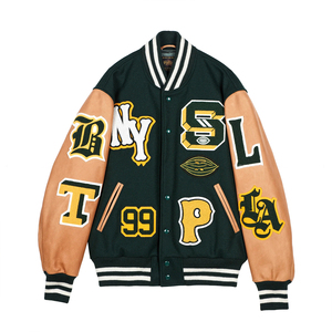 Chaqueta Bomber Clásica de Invierno para Hombre, Estilo Urbano, con Parches Vintage Personalizados, Cuello en V y Cuello Alto - Product Image 1