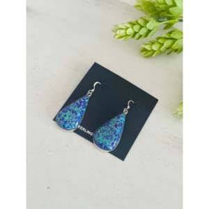 Navajo Handmade <b>Opal</b> (Man-Made) & Sterling Silver Drop Dangle <b>Earrings</b> Water Drop Pattern - Product Image 3