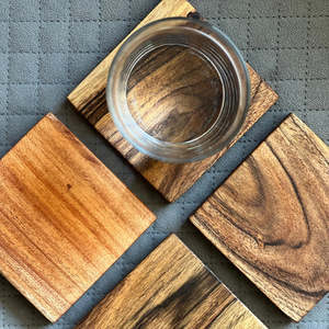 OEM Bulk Solid Acacia Wood Classic Eco-Friendly <b>Coasters</b> Set | Natural Wooden <b>Drink</b> Mats Tabletop Protection <b>for</b> Hot/Cold - Product Image 4
