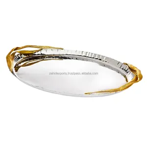 Elegante Bandeja Metálica Moderna y Ecológica con Acabado Dorado para Decoración de Mesa de Recepción de Bodas, Banquetes y Accesorios para el Hogar - Product Image 4