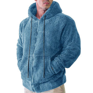 Sweat à capuche zippé en sherpa uni pour homme, écologique, respirant, avec large ouverture de capuche, en polaire douce, vêtement d'hiver pour les voyages et le quotidien - Product Image 3