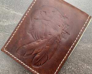 Handmade Tooled Eagle Design Carved 100% Genuine Leather Vintage Short Zipper Hasp RFID Blocking Waterproof Luxury Unisex <b>Wallet</b> - Product Image 5