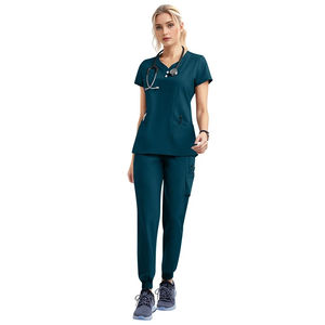 2025 nuevo estilo conjuntos de uniformes de hospital uniforme de enfermera ajuste Scrubs mujeres Spandex conjunto de uniformes de Enfermería Médica - Product Image 1