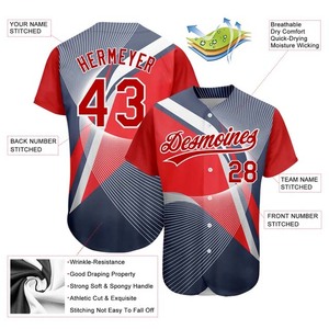 Camiseta de Béisbol Personalizada de Alta Calidad para Ropa Deportiva y Uniformes con Logotipo de Equipo - Product Image 3