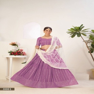 Lehenga Choli Tradicional India de Georgette con Bordado de Lentejuelas, Compra en Línea, Exportador de Moda Femenina de la India - Product Image 1
