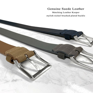 Cinturón Casual de Cuero Gamuza Genuino 41101 de 38 mm (1-1/2 Pulgadas) de Ancho en Gris/Azul Marino/Café - Product Image 3