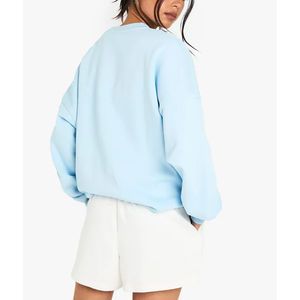 Sudadera de lana de mujer con capucha de gran tamaño con lazo teñido bordado personalizado al por mayor color casual hombro caído - Product Image 5