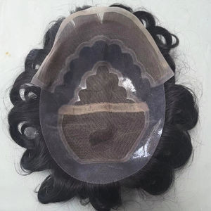 Perruque Lace Front en Cheveux Humains pour Hommes avec Ondulations Naturelles et Styles Raides Crépus - Patchs de Cheveux Indiens Doux - Product Image 1