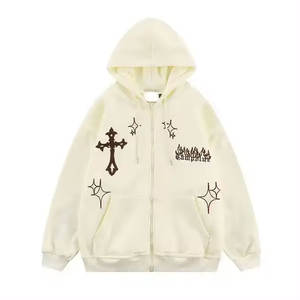 Sudadera con capucha térmica transpirable de algodón con cremallera y logotipo personalizado de tendencia para hombre - Product Image 4