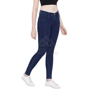 Jeans personnalisés de haute qualité pour femmes pour l'été nouveau Design couleur unie respirant et confortable tissu en coton devant plat - Product Image 3