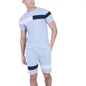 Summer Casual Men's Oversized Fit Breathable Polyester/Cotton Blend Canvas T-shirt and <b>Mesh</b> Shorts <b>Two</b>-<b>Piece</b> <b>Set</b> - Product Image 1