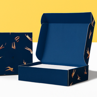 Boîte postale en carton ondulé bleu personnalisée avec logo Boîte d'emballage d'expédition pliable pour abonnement, cadeau et commerce électronique