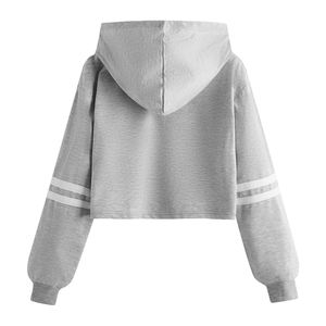 Sweats à capuche de qualité supérieure pour femme pull haut court à manches longues sweats d'entraînement trous pull à capuche écologique - Product Image 2