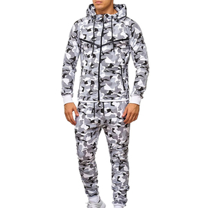 Chándales de dos piezas de color sólido para hombre, ropa informal con cuello con capucha para invierno, venta al por mayor, traje deportivo de sublimación - Product Image 6