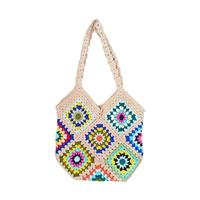 Sac en crochet multicolore/Sac en crochet pastel/Sac en crochet neutre Sac en crochet à rayures Sac en crochet floral Sac en crochet d'été Sac à provisions en crochet