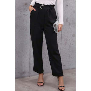 Pantaloni a Vita Alta da Donna con Cintura Paperbag, Gamba Dritta e Traspirante, Taglia XL - Product Image 1