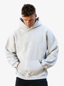 OEM Service Wholesale Price Best Design Men <b>Grey</b> Relaxed Fit Pullover Hoodies Lightweight Solid Color Men Hoodies For Men - Product Image 5