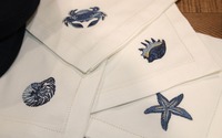 Serviettes de table en coton et lin style japonais Nature4u, brodées d'animaux marins, couleur, taille et logo personnalisés, pour la maison et les restaurants