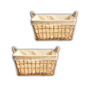 Panier de rangement tissé à la main en jacinthe d'eau panier de rangement pour linge avec doublure amovible en coton, artisanat vietnamien fait à la main - Product Image 1