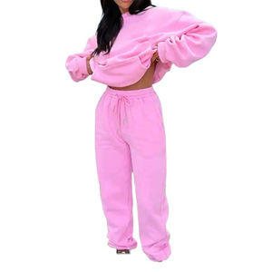 Ensemble 2 pièces survêtement surdimensionné avec logo personnalisé de haute qualité Survêtement pour femmes Vente en gros Sweat à capuche Survêtements décontractés pour femmes - Product Image 4