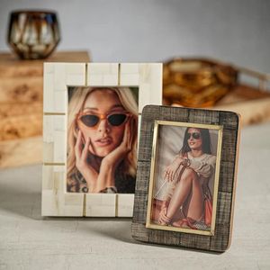 Decorative horn <b>photo</b> <b>frame</b> with <b>deep</b> earthy tones ideal for rooms featuring natural materials textures and rustic themes - Product Image 4