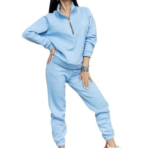 Conjunto de chándal de invierno de 2 uds ecológico para mujer, sudadera holgada de manga larga de Color sólido, pantalones de talla grande al por mayor - Product Image 5