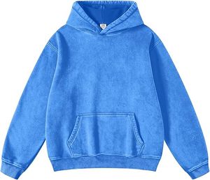 FAIABLE Unisex Acid Wash Hoodie Heavyweight Fleece Vintage Cotton Sudadera Oversized Mens Hoodies para Hombres Mujeres Sólido - Product Image 1