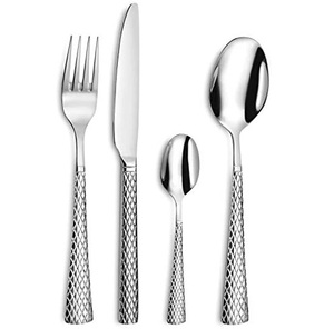 Juego de cubiertos de metal de diseño increíble con mango martillado para el hogar y los hoteles Juegos de cubiertos de plata para comer comida de mesa - Product Image 6