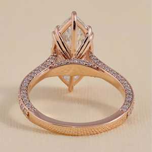 Marquise Lab Grown Solitaire Engagement <b>Ring</b> Classic Cut Diamond Pave <b>Band</b> Sterling Silver Gold 2.52 TCW VS1 Clarity 2.0mm <b>Band</b> - Product Image 1